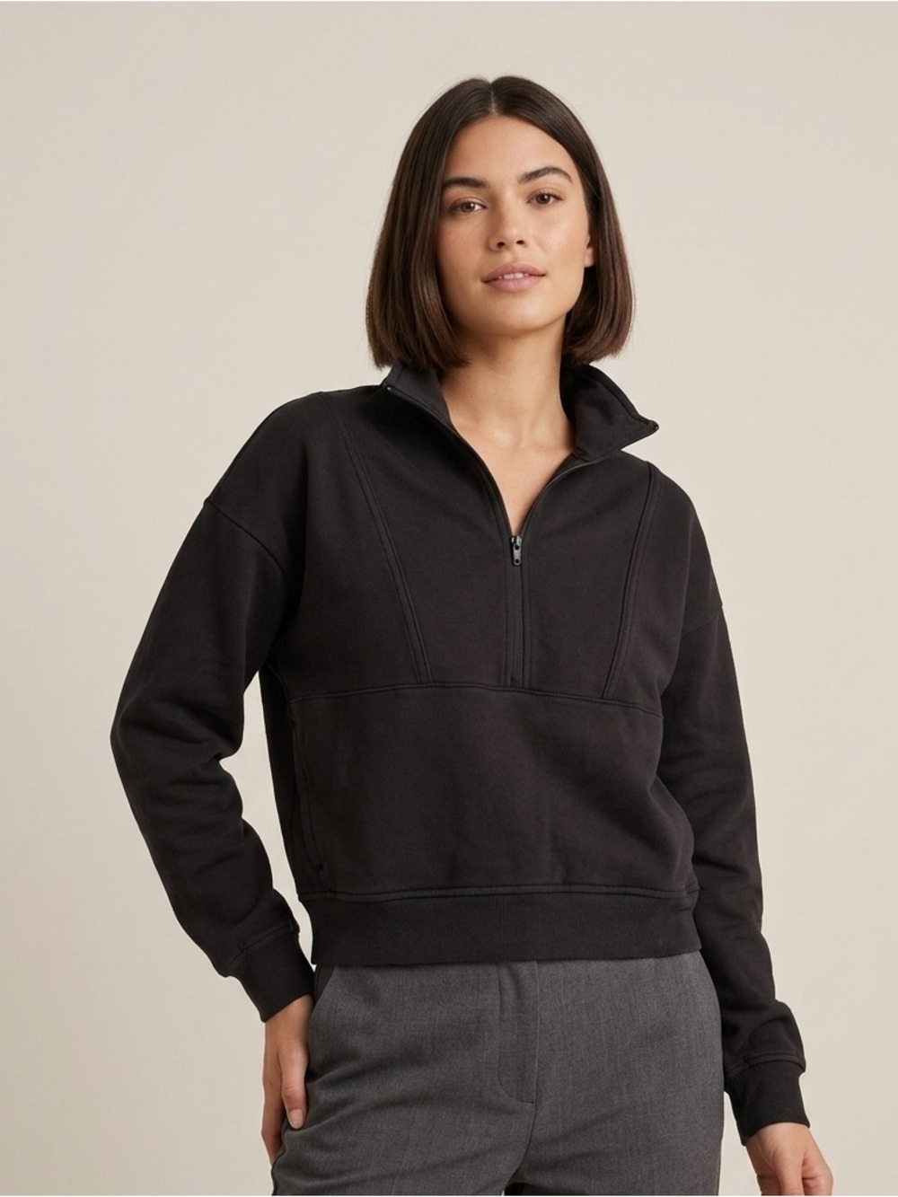Richer Poorer Black Half-Zip Pullover Long Sleeve Sweatshirt Women’s Size Small